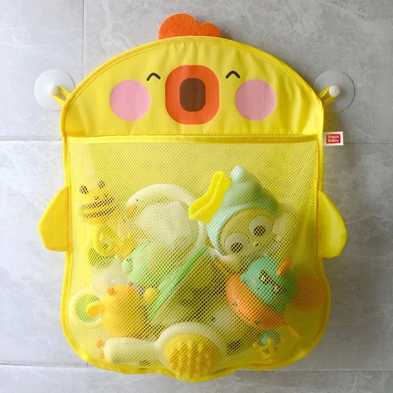 Babyparty-Spielzeug, süße Enten-Froschnetz-Spielzeug-Aufbewahrungstasche mit starkem Saugnapf, Babyparty-Spieltasche, Badezimmer-Organizer, Wasserspielzeug