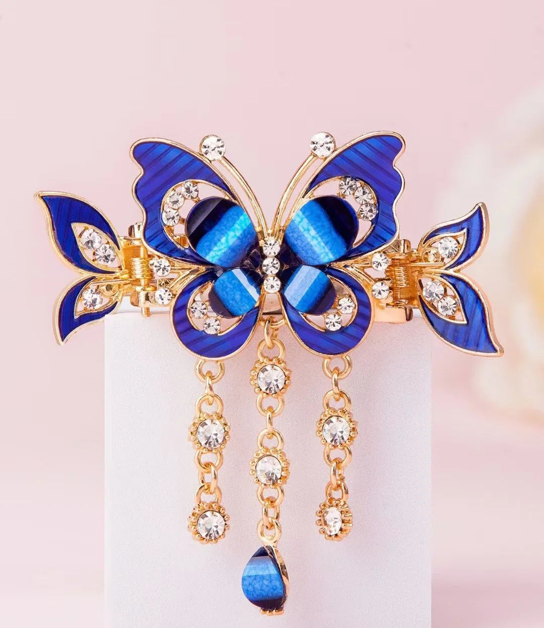 Fashion Zircon Butterfly Tassel Hairpin Accessories for Women Retro Ethnic Style Small Crab Clip Headwear Hair Clips for Girls