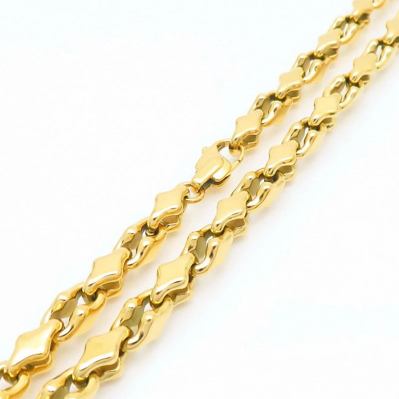 KALEN Vintage Rhombic Chain Bracelet Necklace for Men Women Punk Stainless Steel Jewelry Set Hollowing Chain Accessories Gift