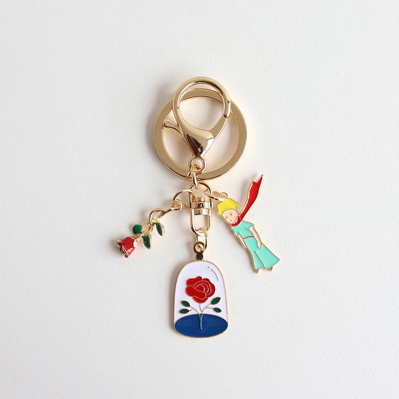 Trendy The Little Prince Keychain Cute Fox Airpods Pendant For Clothes Backpack Keyring Key Chains Charms Valentines Day Gift
