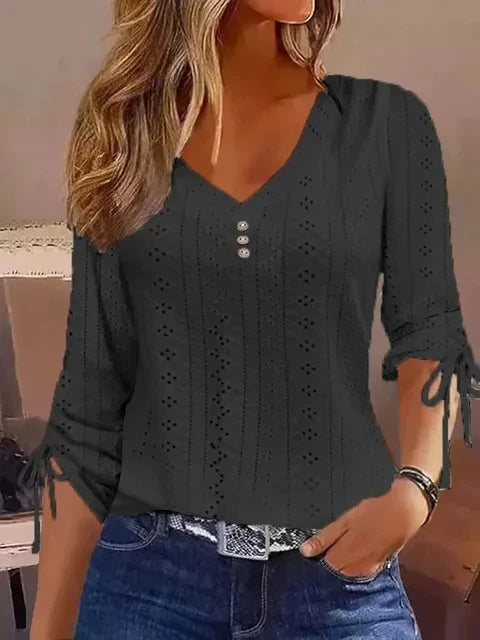 Spring Fashion Women Blouses Shirts For Women Casual V Neck Long Sleeve White Shirt Women Office Tops Pullover