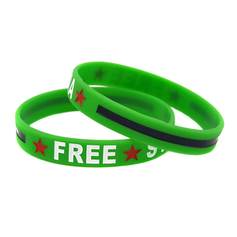 50 Pcs Free Syria Flag Silicone Wristbands Women Men Gifts Bangle Parade Patriotic Trinkets Bracelets