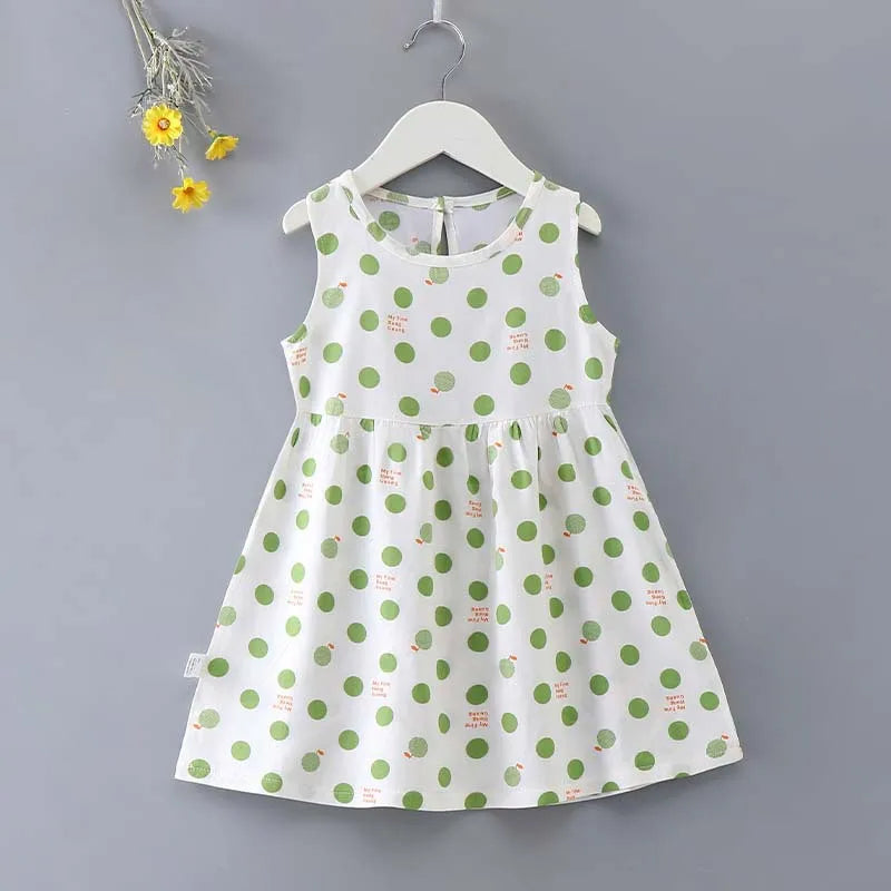 Girls Summer Dress Sleeveless Cute Print