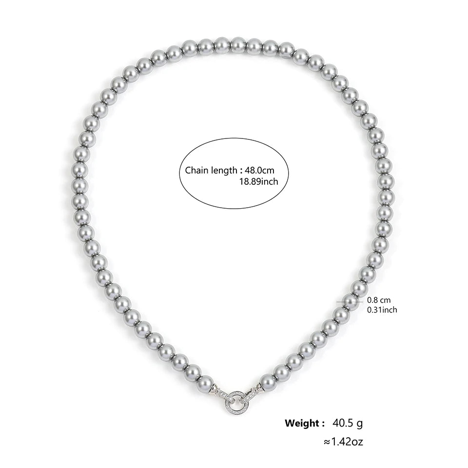 ZAKOL Elegant Zircon Round Buckle Imitation Pearl Beaded Necklace Barcelet For Women's Temperament Jewelry Set Sweet Accessories