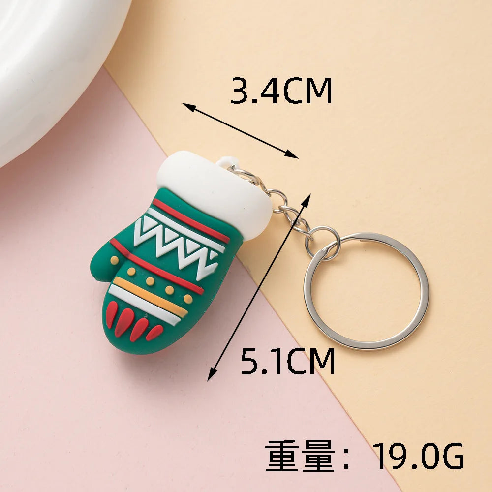 Christmas Keychain Cartoon Cute Doll Pendant Santa Claus Snowman Tree Keyring for Men Women Party Decoration Souvenir
