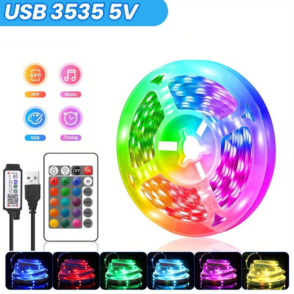 RGB LED Lights APP Control 16leds/M 24 Key Remote DIY Backlight TV Light Belt Flexible Cabinet Light For Room Decoration