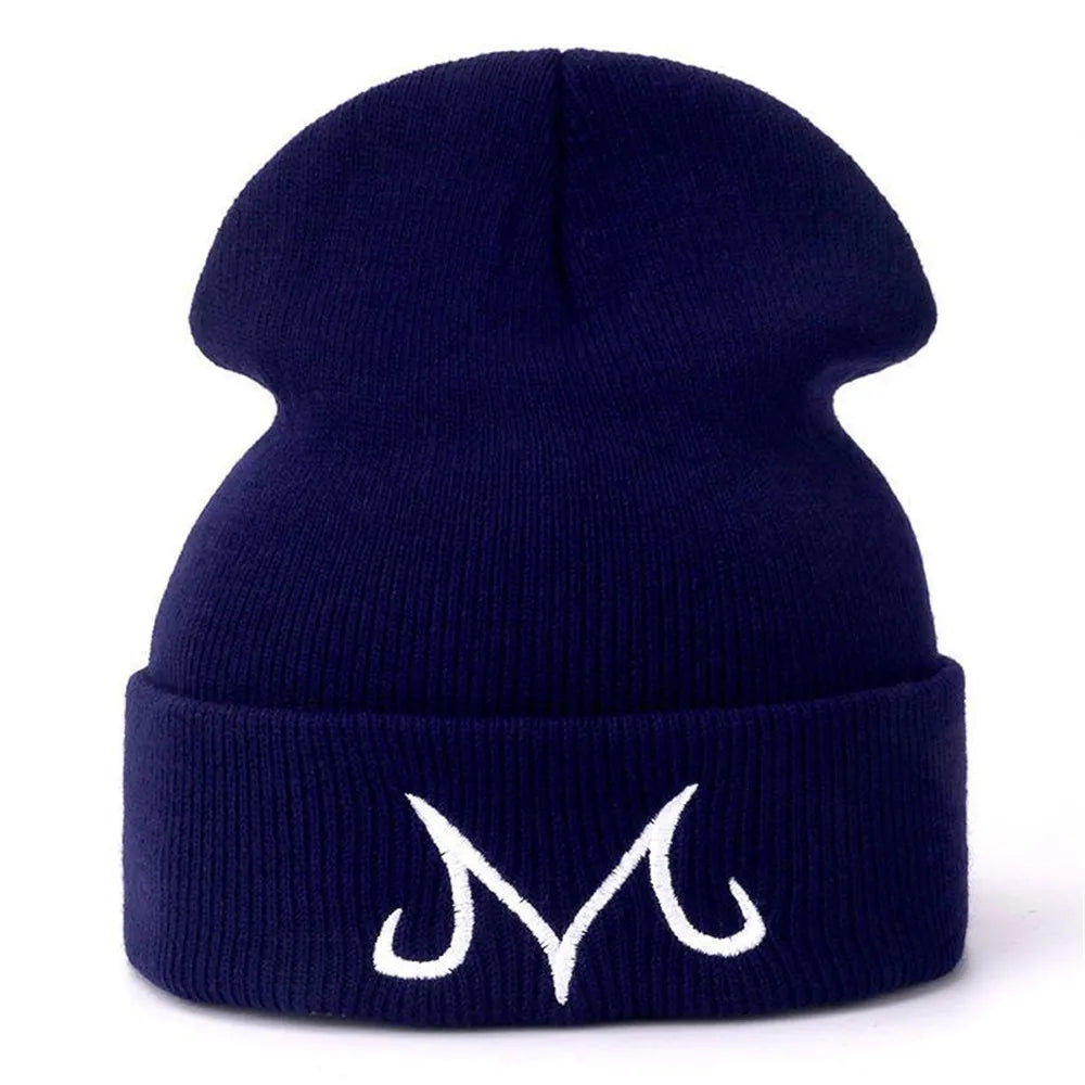 New Dragon Ball Majin Buu Letter M Beanie Hat Women Men Knitted Warm Winter Plush Hats Cosplay Hat