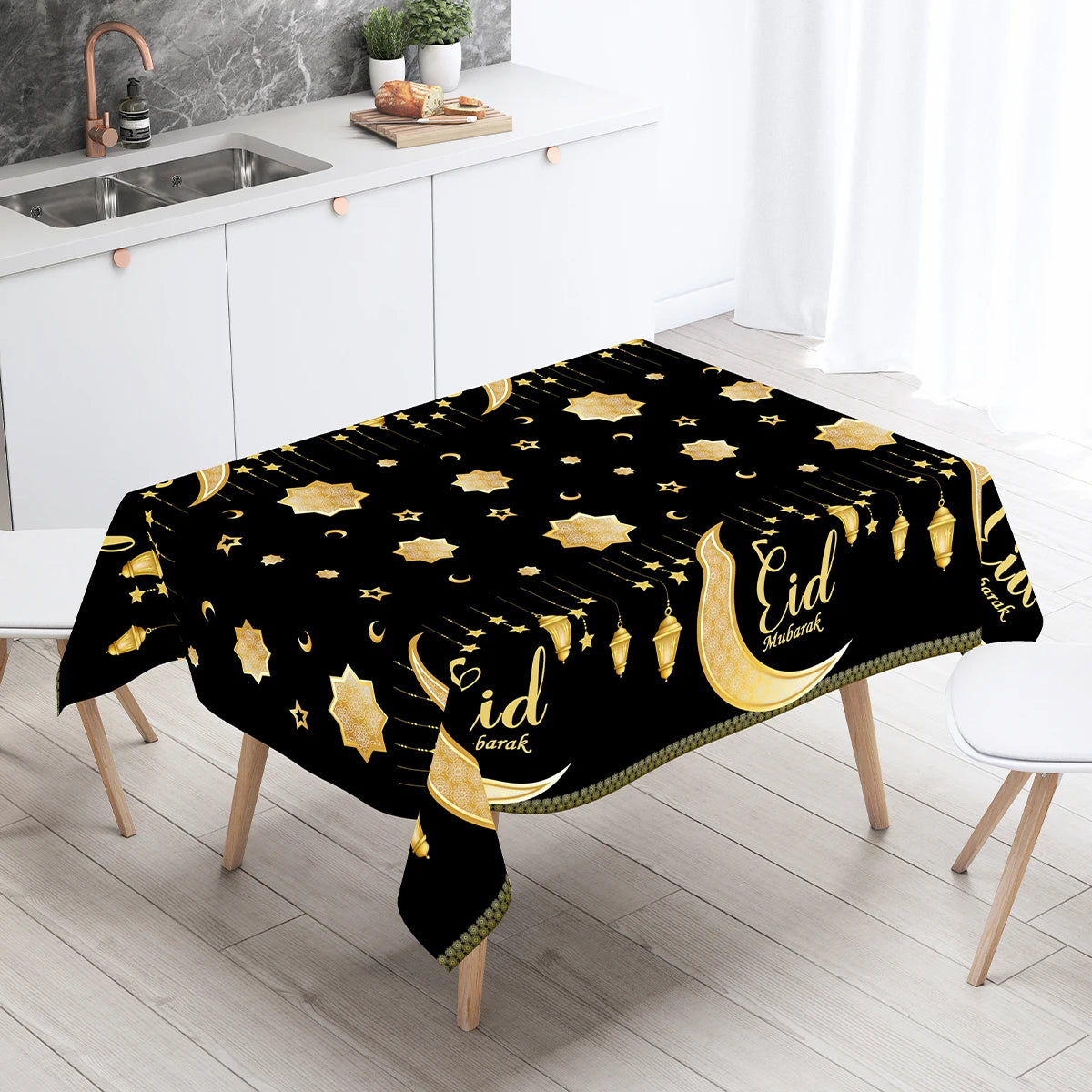 Eid Mubarak Tablecloths Ramadan Decoration for Home 2024 Islamic Muslim Ramadan Kareem Tableware Eid Al Adha Gift Party Decor