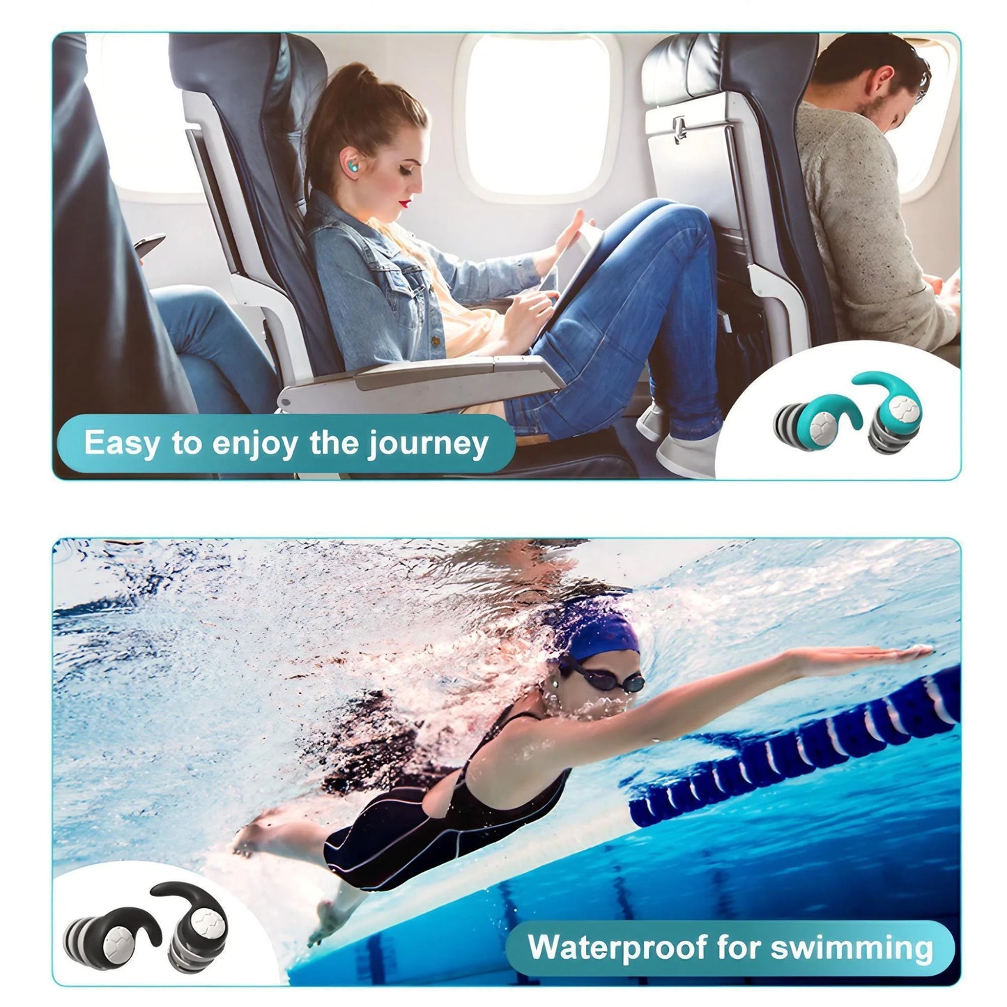 1 Paar weiche Ohrstöpsel aus Silikon – Geräuschunterdrückung, wasserdicht, bequeme Passform, zum Schlafen, Schwimmen, schafft eine ruhige Umgebung.