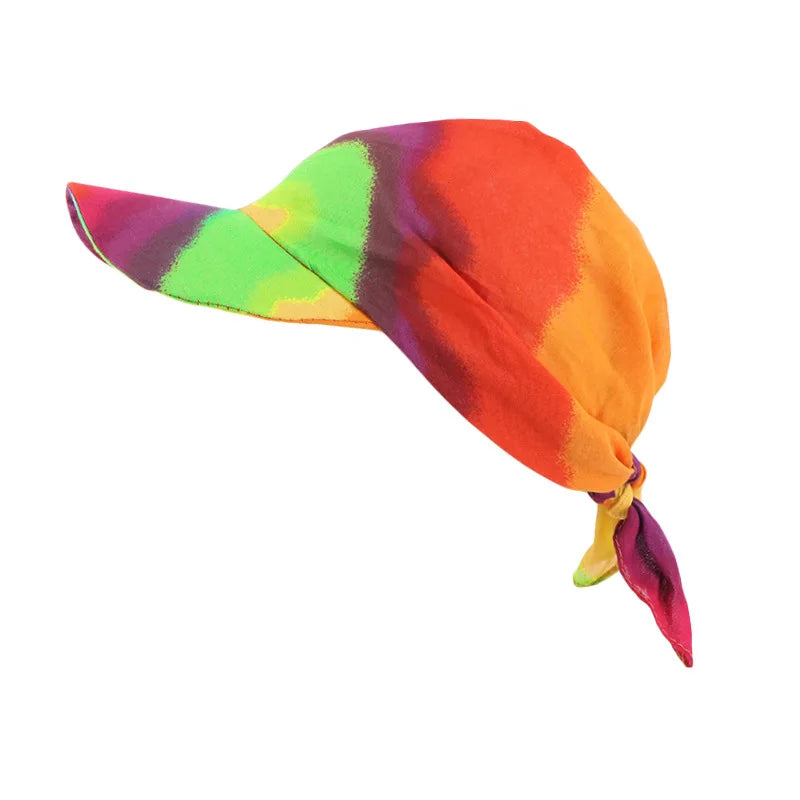 New Women Cotton Paisley Head Scarf Visor Hat With Wide Brim Sunhat Summer Beach UV Protection Sun Hats Adjustable Baseball Cap