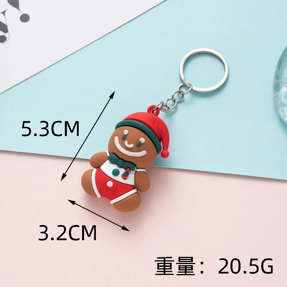 Christmas Keychain Cartoon Cute Doll Pendant Santa Claus Snowman Tree Keyring for Men Women Party Decoration Souvenir