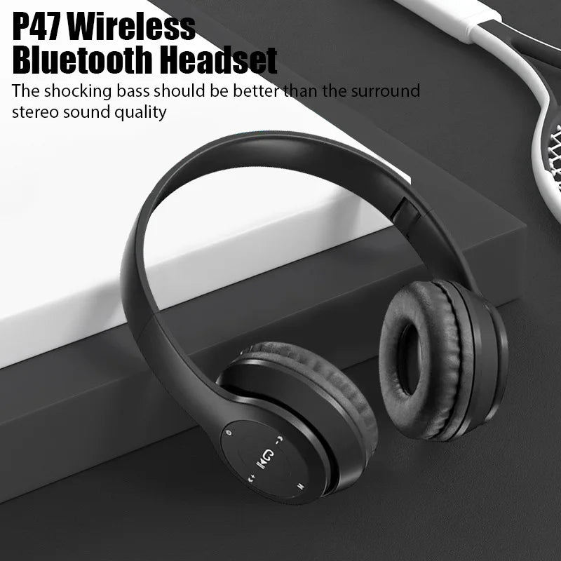 Stereo P47 Headset 5.0 Bluetooth Headset Folding Series Wireless Sports Game Headset for iPhone XiaoMi
