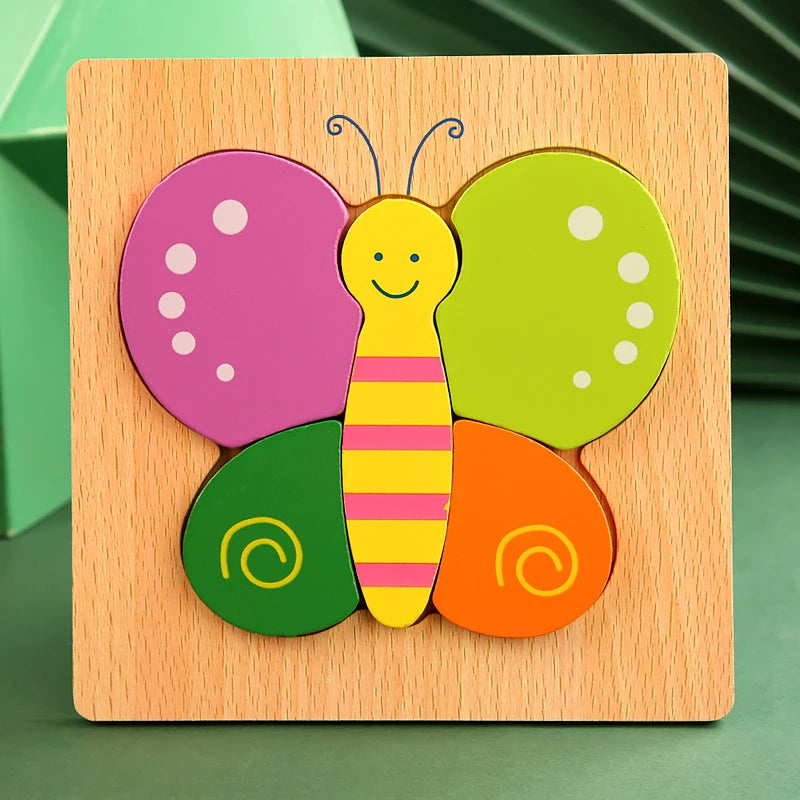 High Quality 3D Wooden Puzzle Baby Cartoon Animal Traffic Jigsaw Early Learning Cognition Game Puzzle Toys for Children