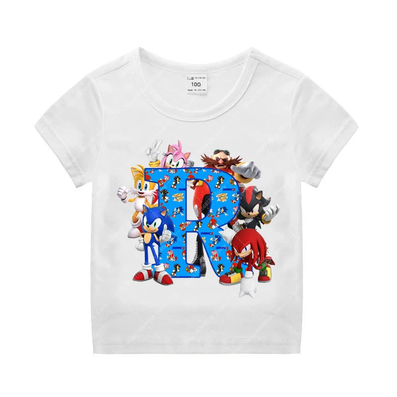 Sonics Kinder Sommer Baumwolle T-shirt Jungen Kurzarm Tops Anime Gedruckt Kleidung Kinder Cartoon Nette T-shirt Kleidung Weihnachten Geschenke 2025