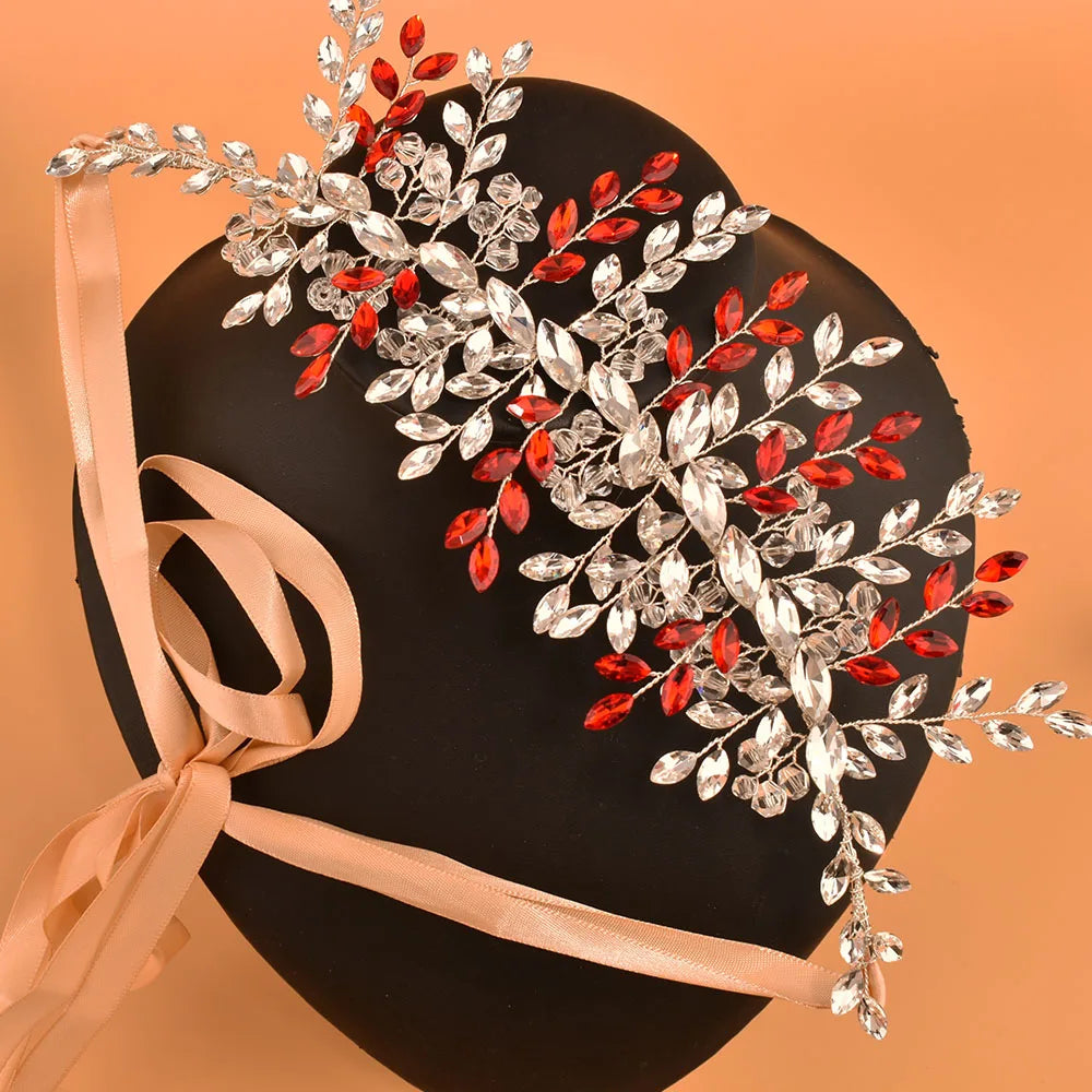 SA441 Red Bridal Belts Luxury Crystal Wedding Dress Accessories Green Women Rhinestones Applique Formal Evening Gown Sash