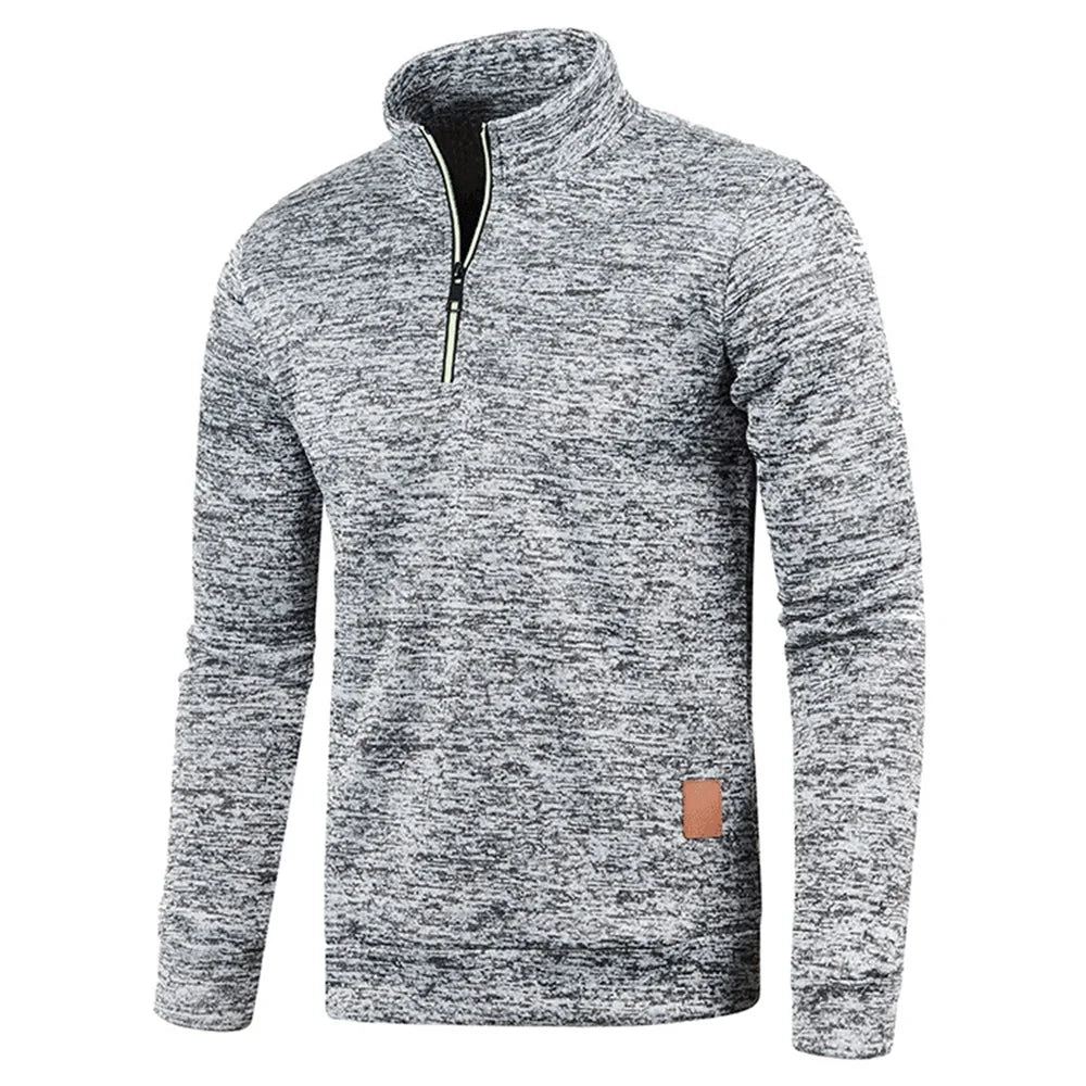 Herren Sweatshirts Frühling Dicker Pullover Halber Reißverschluss Pullover für Männer Hoody Outdoor Sweatshir Herbst Einfarbig Rollkragenpullover