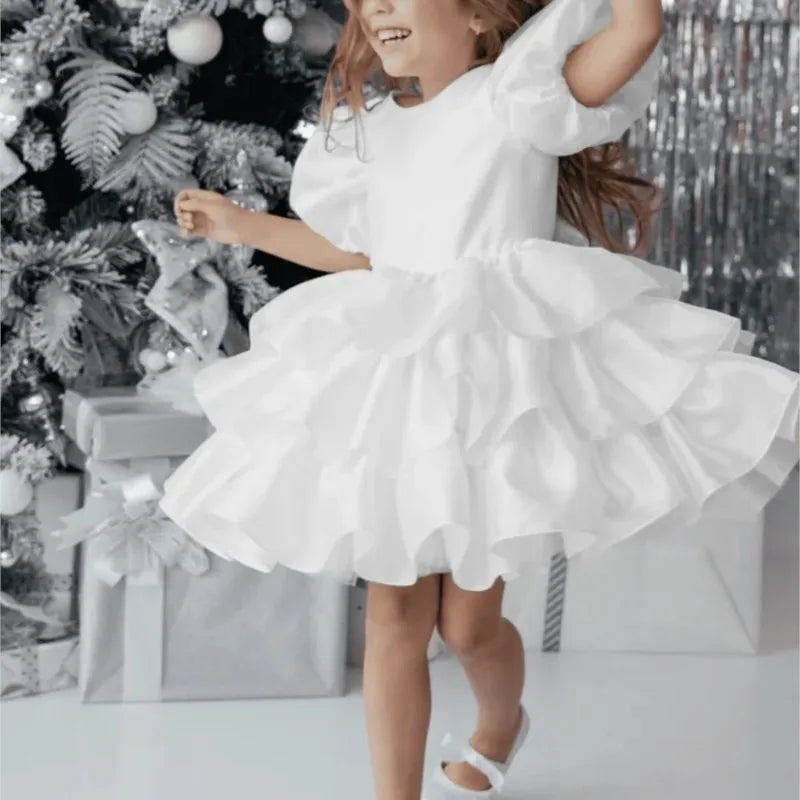 Mode Baby Mädchen Prinzessin Lagenkleid Puffärmel Säugling Kleinkind Teen Vestido Party Geburtstag Ballkleid Babykleidung 1-12Y