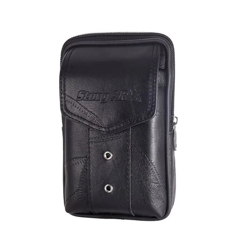 E74B Men Vintage Leather Waist Bag Phone Sport Belt Hip Belt Loop Holster Wallet Carry for Case Purse