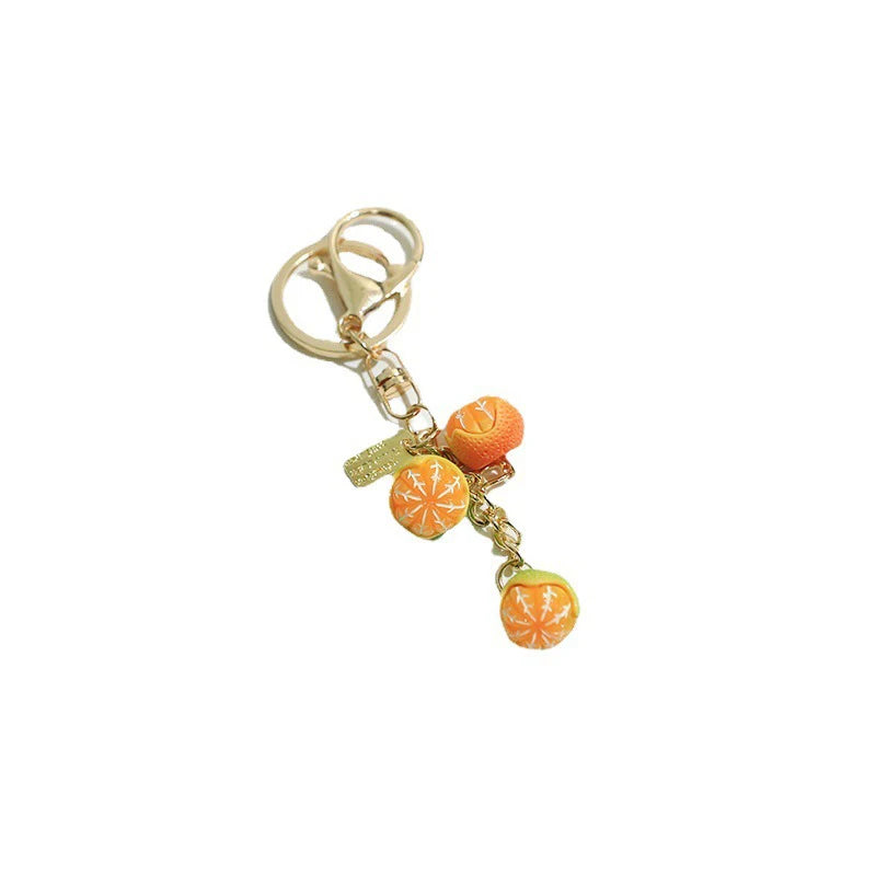 Cute Fruit Keyring Cartoon Simulation Orange Keychain Pendant Bag Earphone Case Phone Pendant Decoration Accessories Gifts