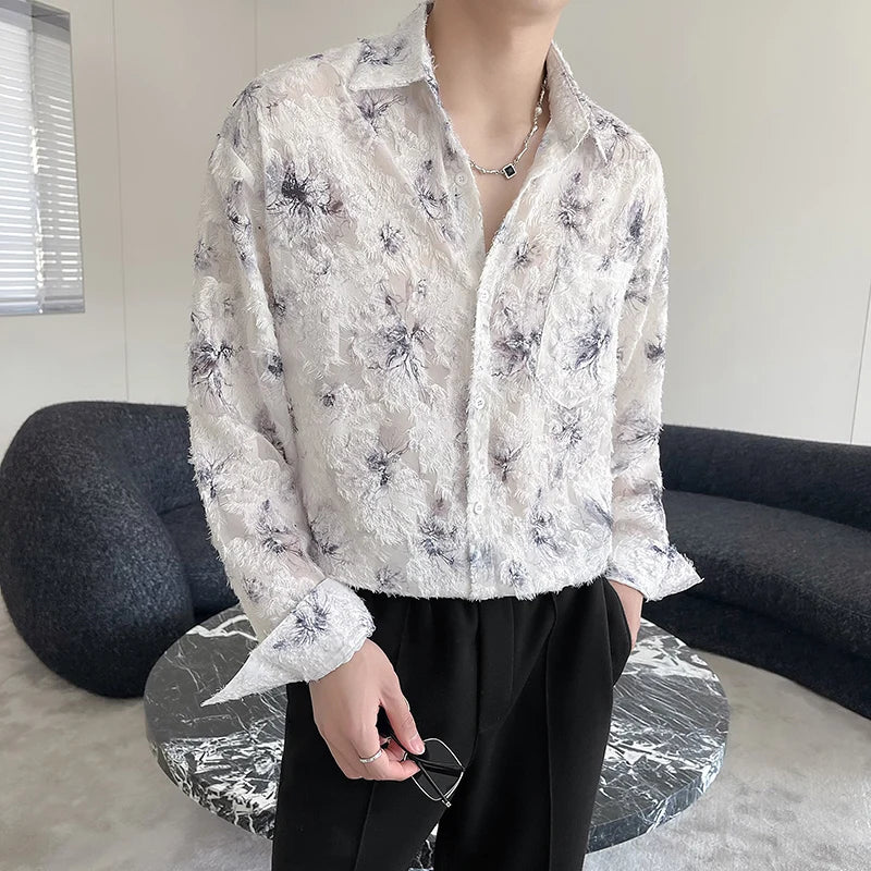 Loose Long-sleeved Shirt, Men's Single-breasted Square Collar Shirts Fashion Casual Blouse - mon