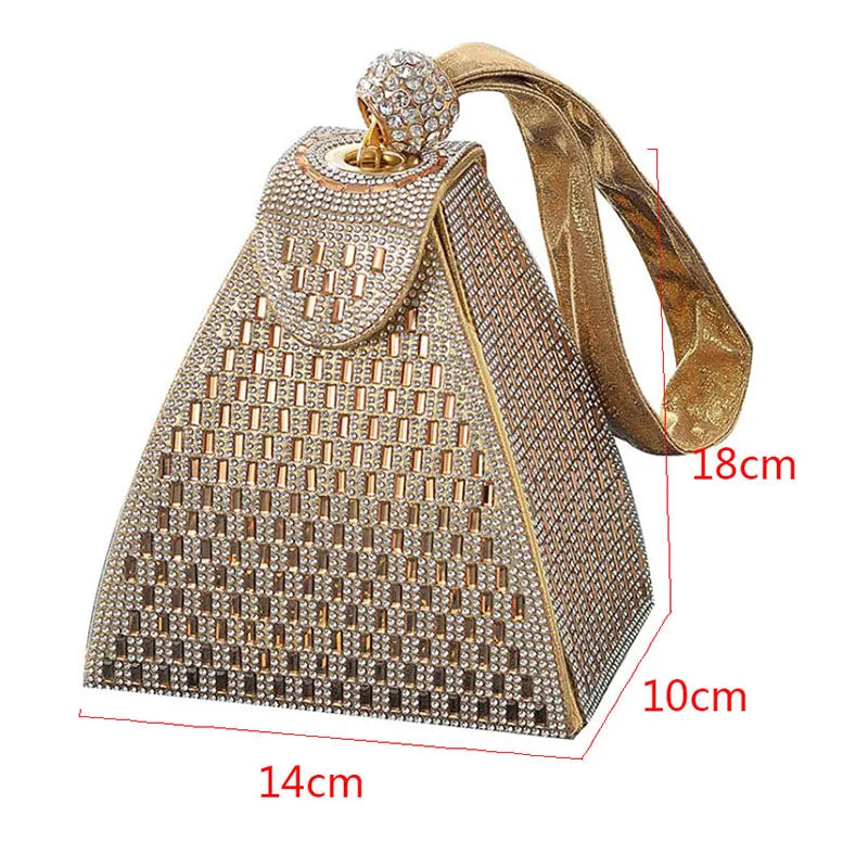 Gold Silver Evening Bags for Women Diamonds Fashion Triangle Mini Handbags 2021 new arrival Ladies Party Clutch Purse B395