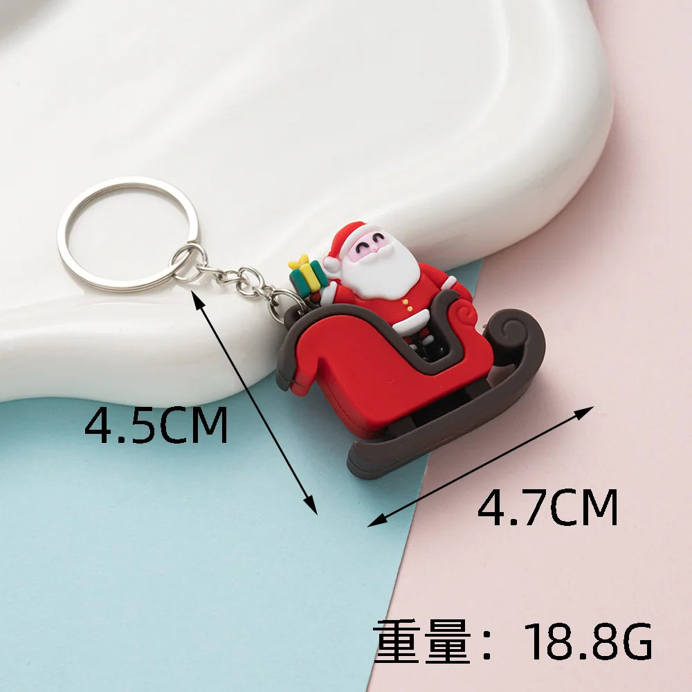Christmas Keychain Cartoon Cute Doll Pendant Santa Claus Snowman Tree Keyring for Men Women Party Decoration Souvenir