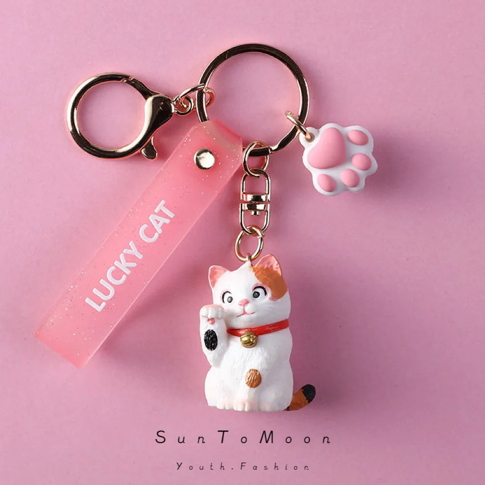 Cute Cat Keychain Creative Cat Claw Keyring Girls Ins Korean Exquisite Key Ring Pendant Bag Accessories Mobile Phone Charm Gift