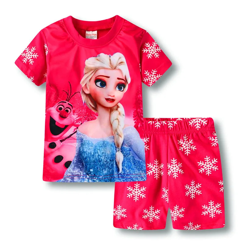 Neue Sommer Kinder Jungen Mädchen Kleidung Baby Baumwolle Prinzessin Pyjamas Sommer Kurzarm Set Cartoon Minnie Kinder Nachtwäsche