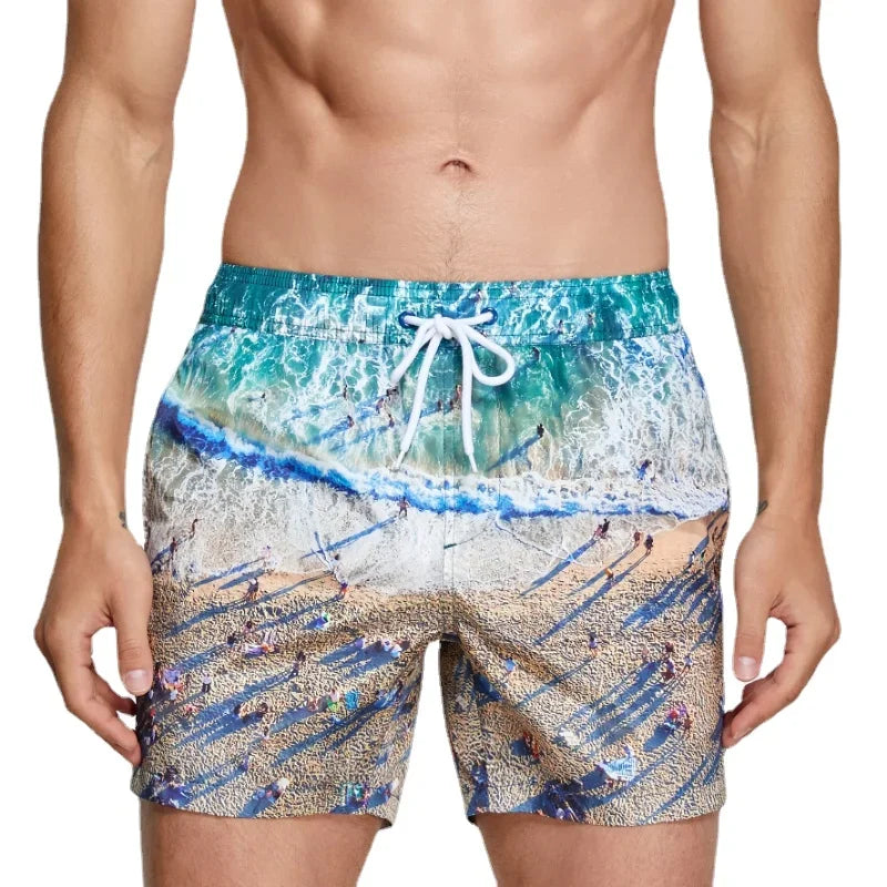 Seobean Swimsuit Man Short Swim Shorts Lined Men's Swimming Trunk Fast Dry Men Beach Board Surf Shorts Bath Suit sport Wear