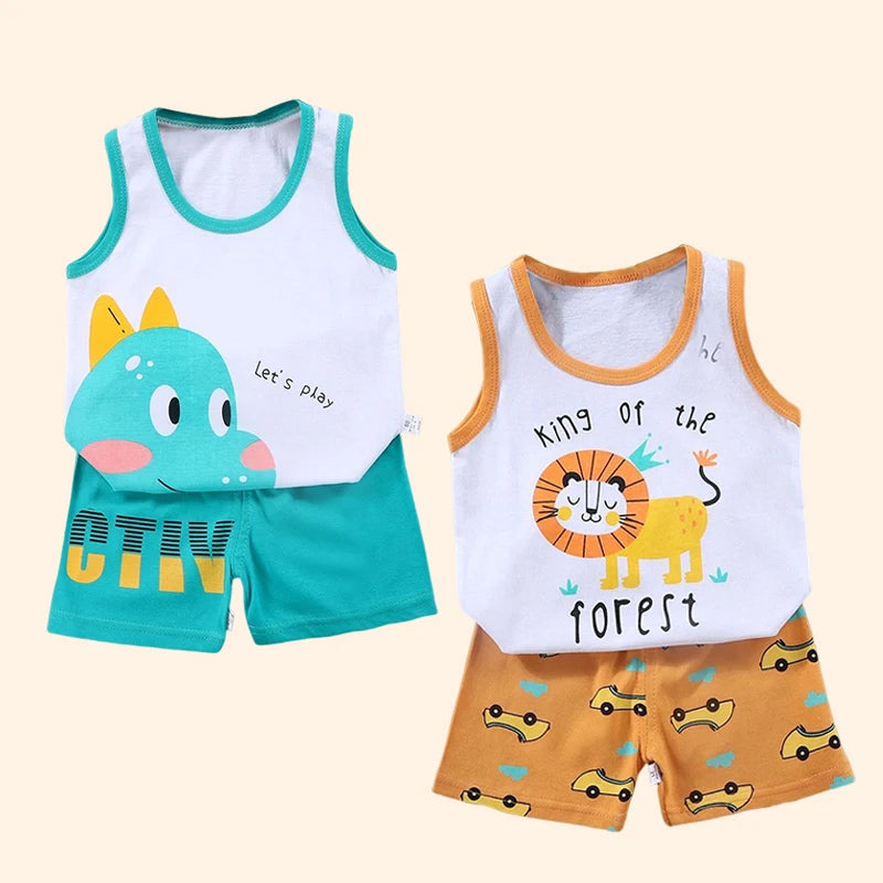 2 STÜCKE Kinder Sets Kinder Kleidung Weste Anzug Sommer Kinderkleidung baby Baumwolle T-Shirts Shorts Tank Top Jungen Mädchen Ärmellos