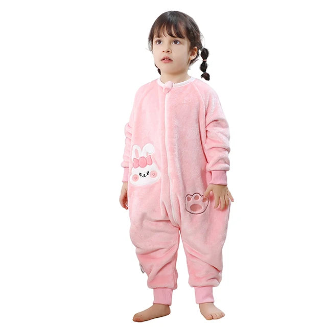 MICHLEY Cartoon Flannel Children Baby Sleeping Bag Sack Warm Winter Clothes Toddler Sleepsack Pajamas For Girls Boys Kids 1-6T