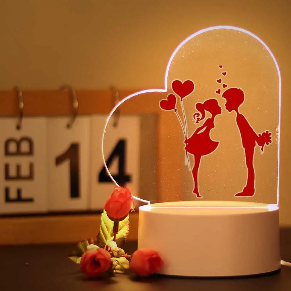 Valentine’s Day 3d Illusion Night Lamp for Room Decor the Girlfriend Lovers Gift