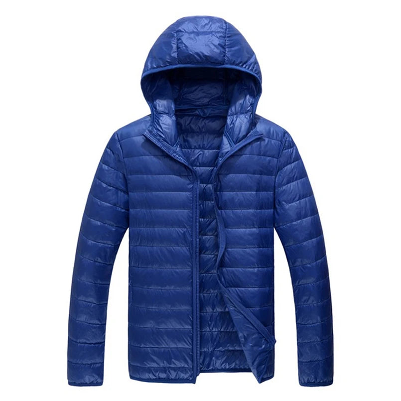 Men's Spring Ultra Lightweight Packable Down Jacket Hooded Breathable Coat Plus Size Men Hoodies Coat Feather Clothing 2024