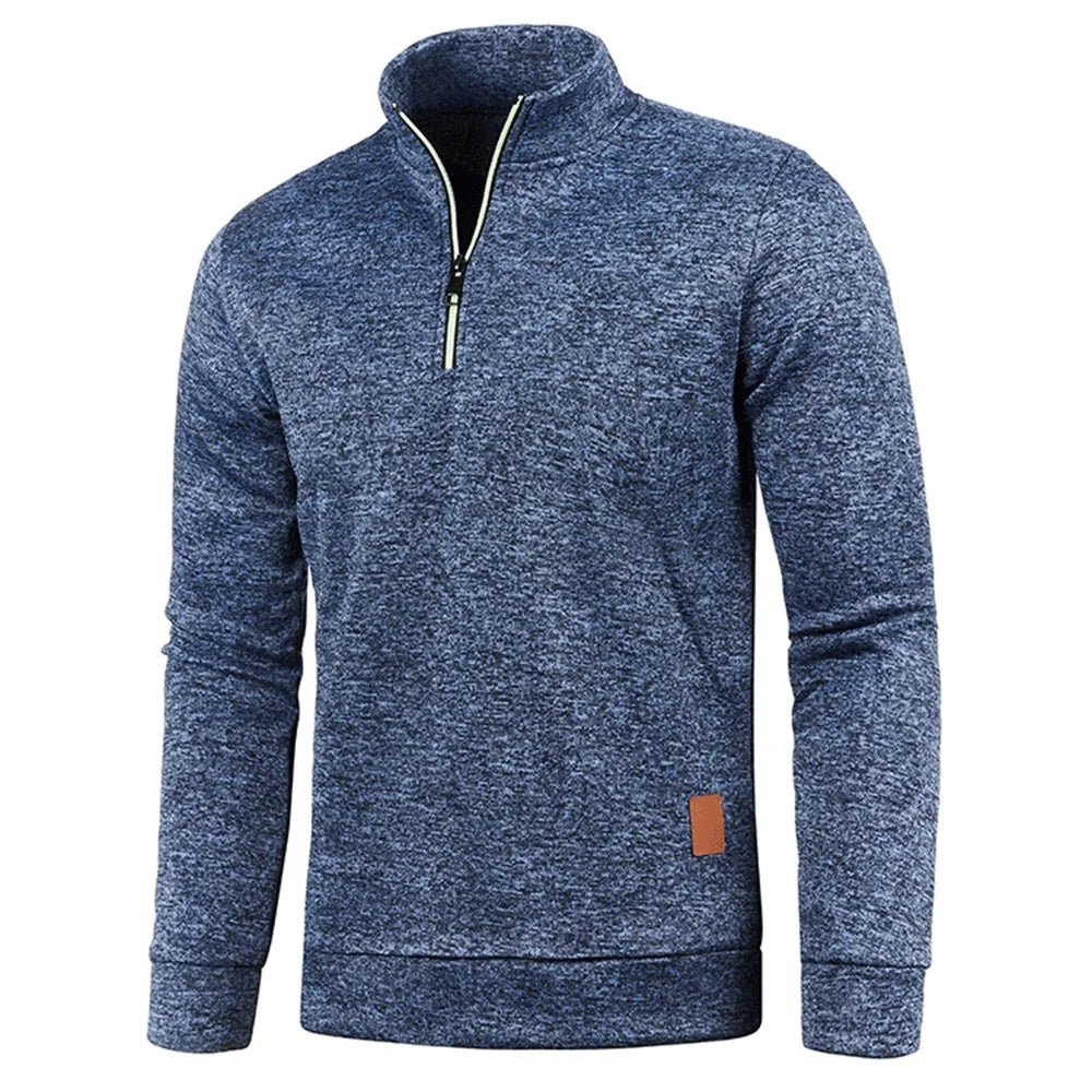Herren Sweatshirts Frühling Dicker Pullover Halber Reißverschluss Pullover für Männer Hoody Outdoor Sweatshir Herbst Einfarbig Rollkragenpullover