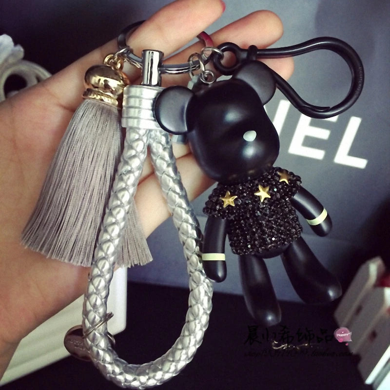 2021 Fashion Bomgom Tassels Cartoon Popobe Gloomy Bear Keychain Cute Bag Charm Holder Cartoon Resin Key Chain