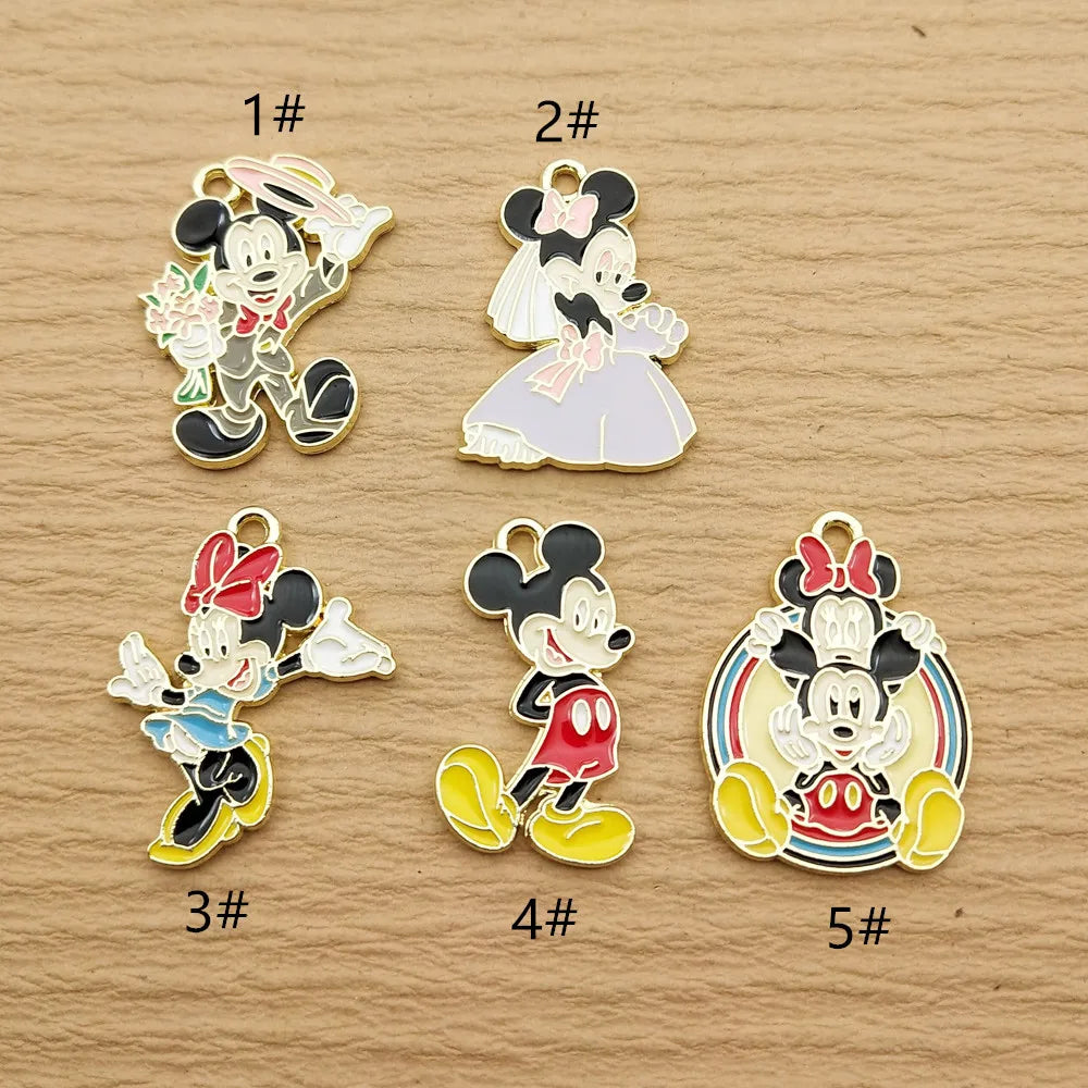10pcs Anime Cartoon Charm for Jewelry Making Enamel Necklace Pendant Bracelet Accessories Diy Supplies Alloy Metal Gold Plated