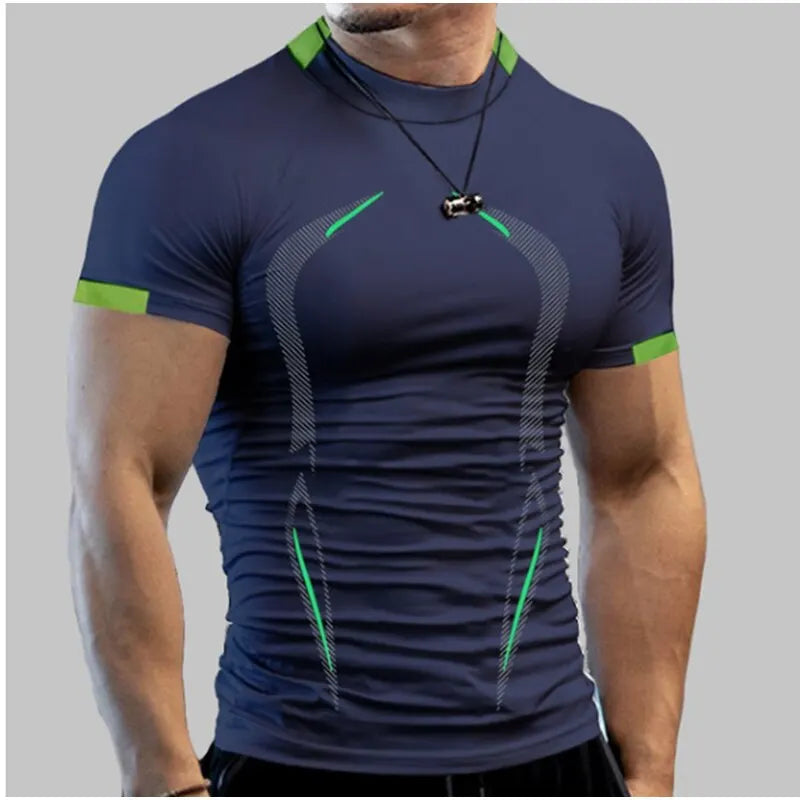 Herren Kompressionsshirt, Superhelden-Sport, Lauf-T-Shirt, Fitness-Training, atmungsaktiv, schnelltrocknend, kurzärmelig
