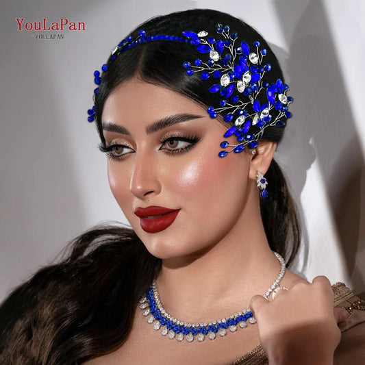 Youlapan Bridal Wedding Hair Bands 3 Color Women HeadBand Tiara Handmade Pearl Crystal Bridesmaid Hair Jewelry Accessories HP804