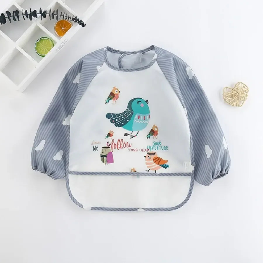 1 Stücke Wasserdichte Essen Smock Infant Kleinkind Baby Cartoon Langarm Kunst Schürze Tier Smock Weiche Baby Lätzchen Spuckkleidung