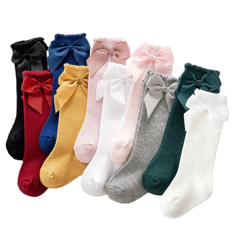 Baby-Accessoires Neugeborene Socken Mutter Kinder Kinder Strümpfe Bogen Kleinkind Mädchen Prinzessin Baumwolle Säuglings-Mittelrohrsocken Baby-Kleidung