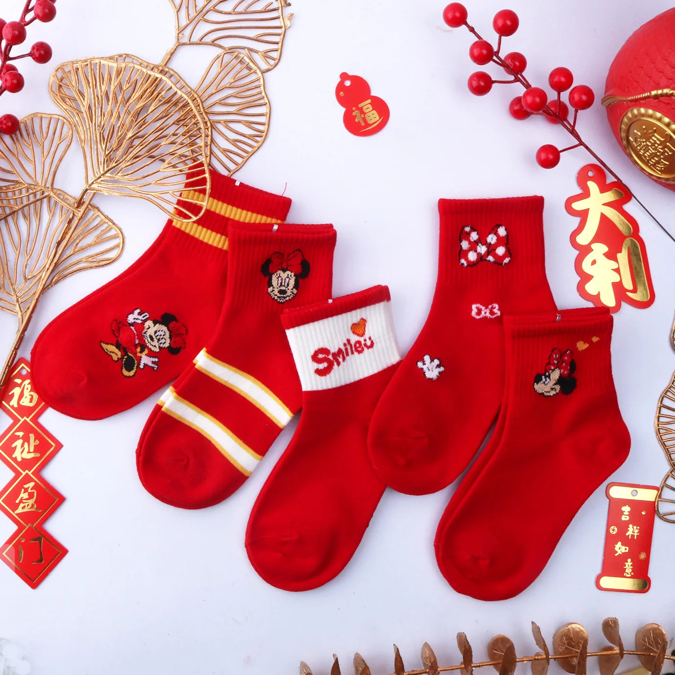 Weihnachtssocken für Mädchen, 5 Stück, Minnie-Baumwolle, Kleinkind-Babysocken für Neugeborene, Säuglings-Kurzsocken, Kleidung
