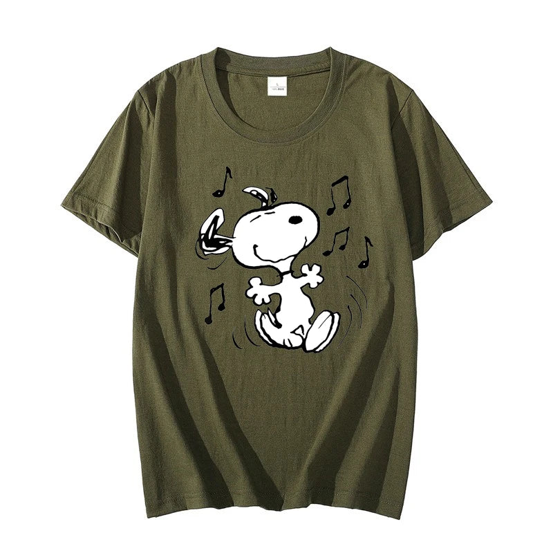 Snoopy!!! the Musical Men T-shirt Summer Short Sleeve Women Tee Shirts 100% Cotton 2025 New Fashion Couple Clothes Tops