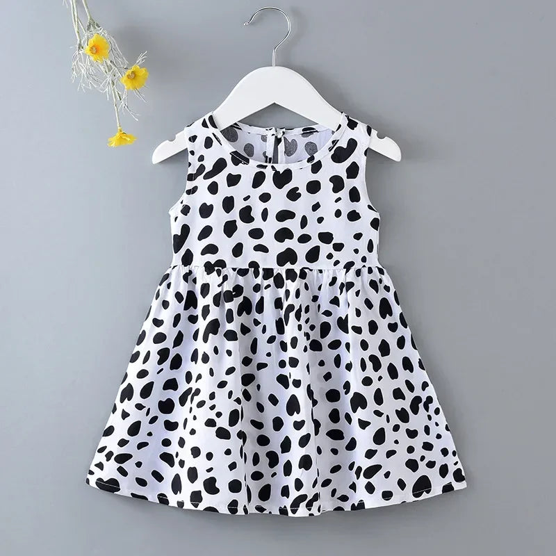 Girls Summer Dress Sleeveless Cute Print