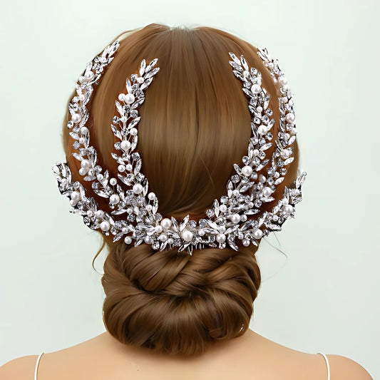 Fashion Bridal Head Piece Pearl Rhinestone Bride Hair Comb Party Wedding Hair Accessories Women Bride Headwear HP530