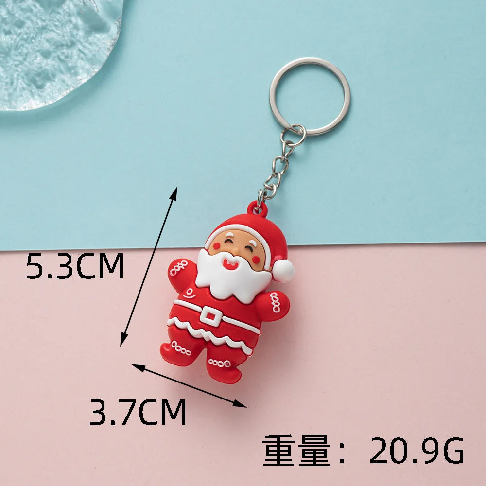 Christmas Keychain Cartoon Cute Doll Pendant Santa Claus Snowman Tree Keyring for Men Women Party Decoration Souvenir