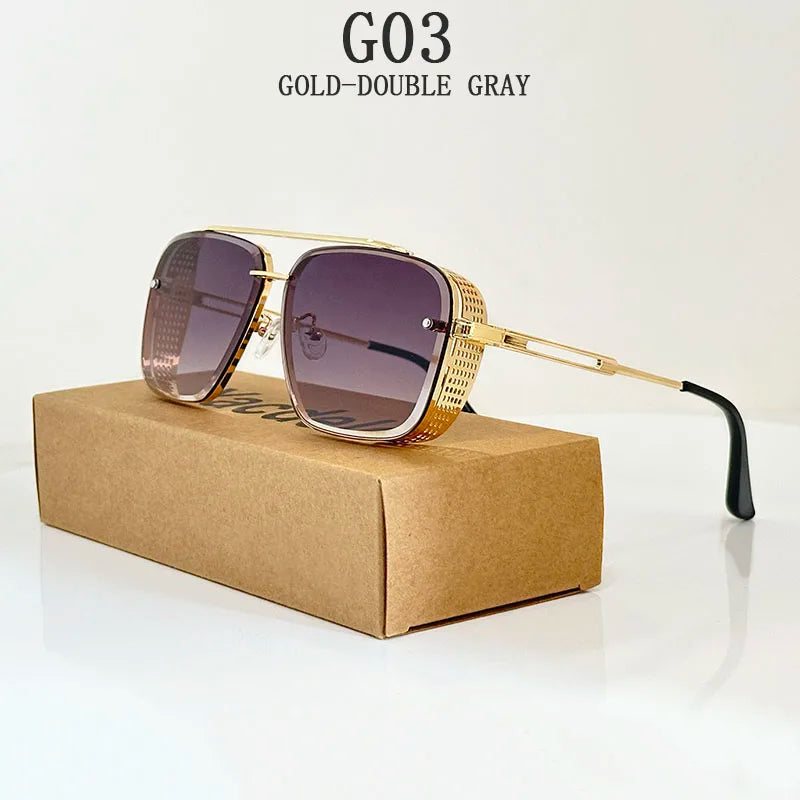 2025 Steampunk Sunglasses For Men Retro Square Punk Sunglasses Women Trendy Luxury Fashion Glasses Gafas De Sol Hombre Zonnebril
