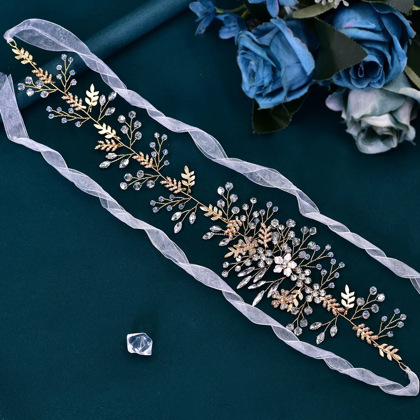 Wedding Accessories Golden Rhinestones Bridal Belts Female Belt Sash Ribbons Wedding Flower Bride's Dresses Bridesmaids SH235