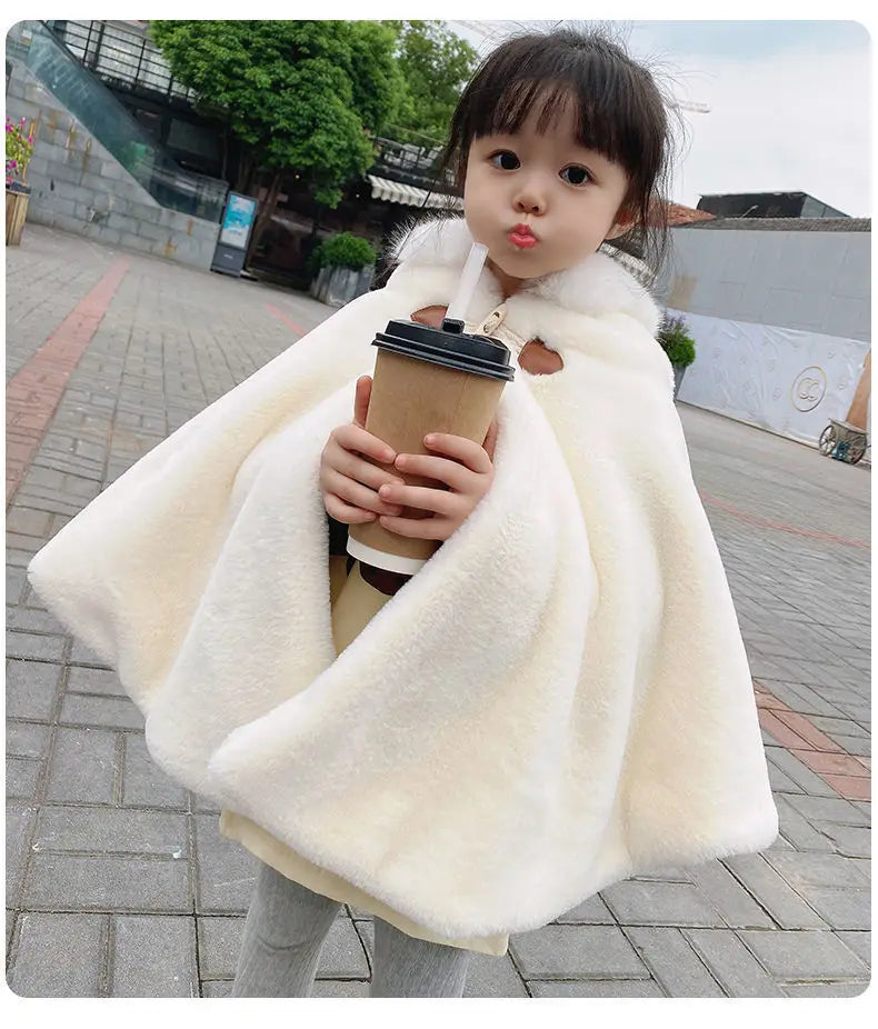 2024 Baby Kids Solid Color Cloak Fashion Cloak Newborn Autumn Winter Thick Warm Baby Girl Clothing Girls Causal Hooded Coat