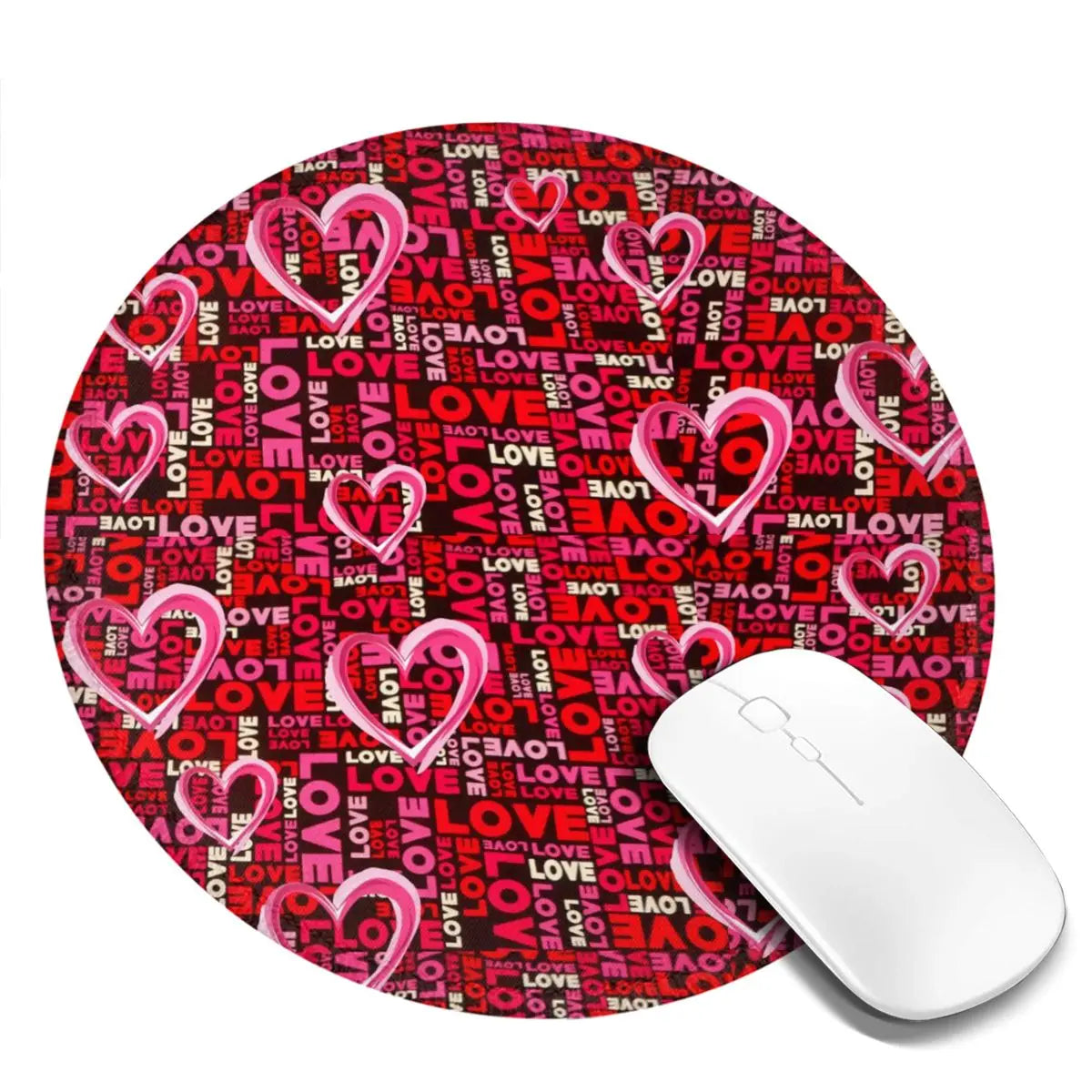 Red Heart Print Mouse Pad Cute Valentines Day Waterproof Mousepad Gaming Accessories For Notebook Computer Aesthetic Mouse Mats