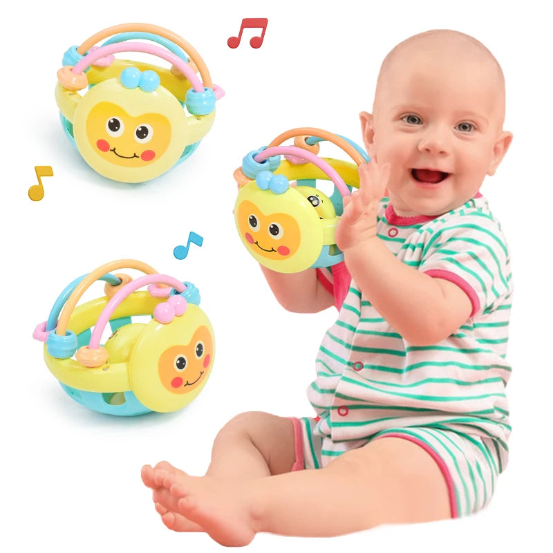 1 Stück Bienenform Handglocke Baby Weiche Gummirassel Kinder Frühkindliche Beißen Glocke Spielzeug Cartoon Rassel Hantel Für Baby Spielzeug